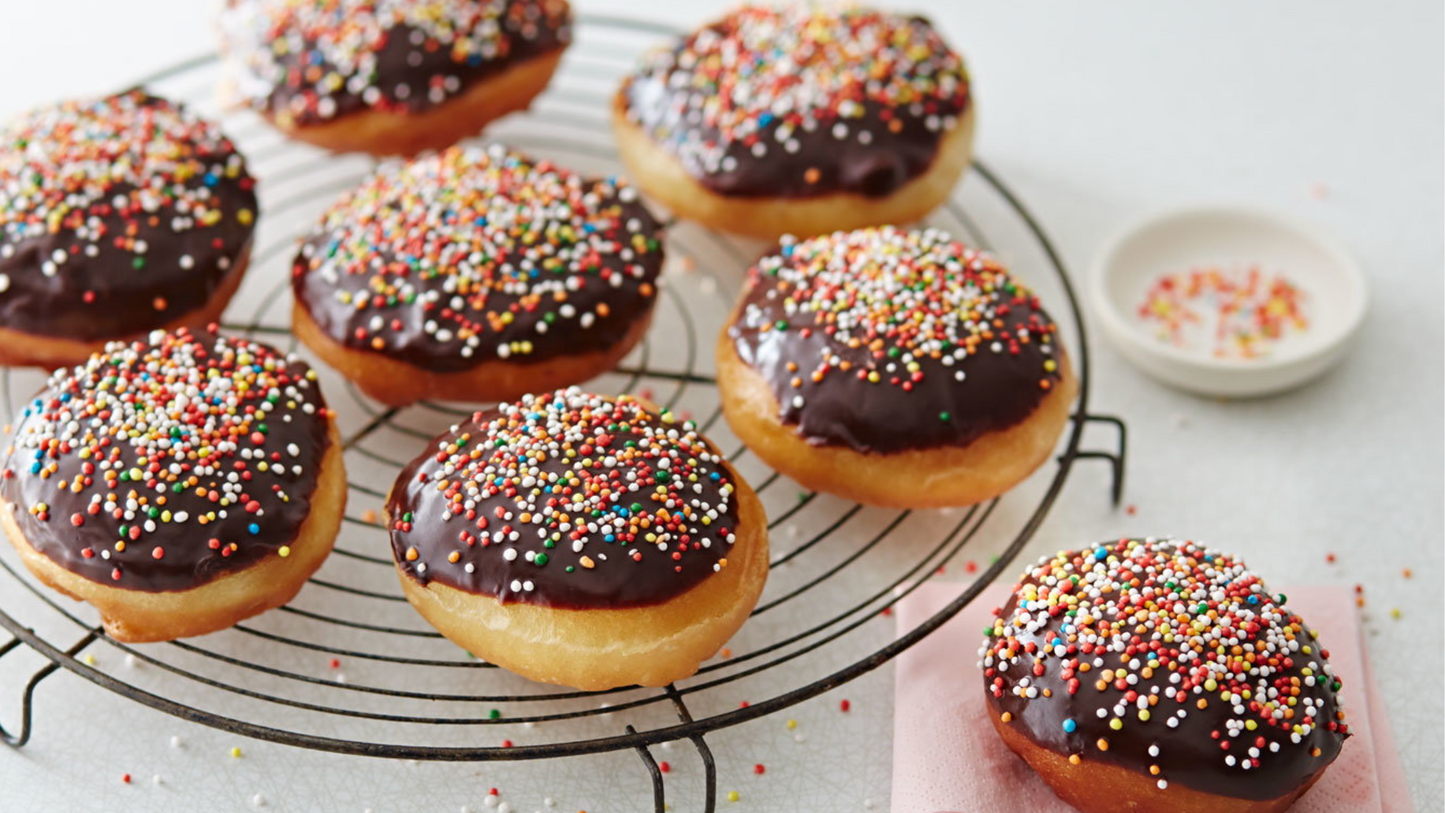 The Cheerful Boston Cream Funfetti Chocolate Donut